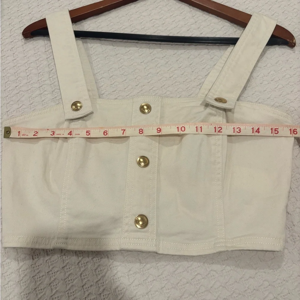 Michael Kors Women's Cream Cropped Button-Front Tank Top size Small‎